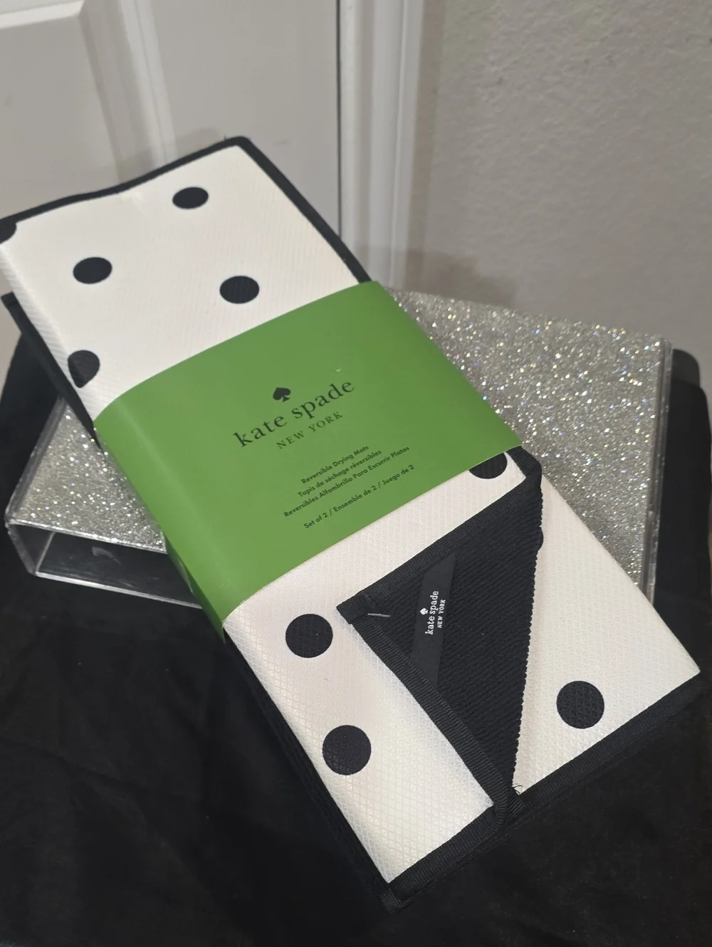 Kate Spade New York Set Of 2 Polka Dot Reversible Drying Mats